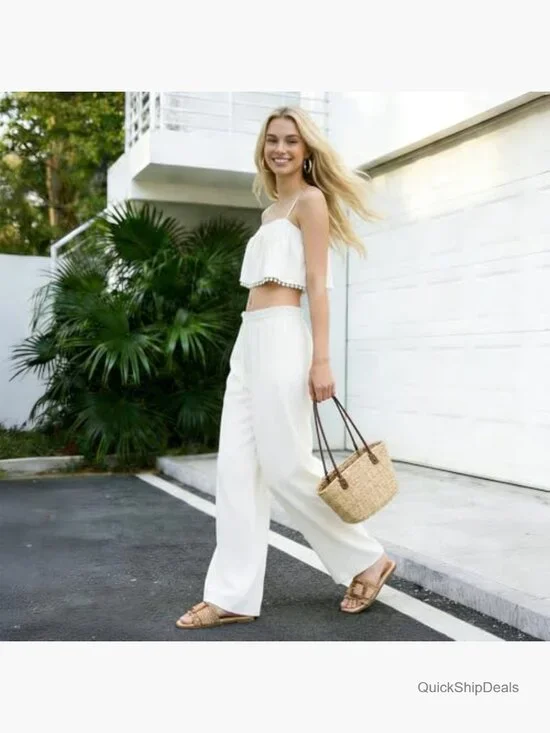 Raffia Flat Sandals Square Toe Slide Slip On Summer Beach - Picture 2 of 7